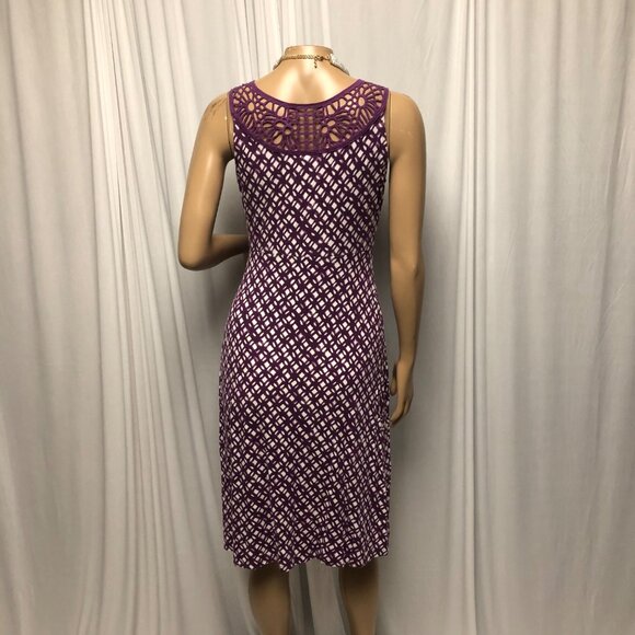 Merona Dress Womens Size Small Purple White V-Neck Back Lace Stretchy Sleeveless - Picture 4 of 9